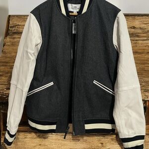 Coach Men's Charcoal and Cream Bomber Jacket